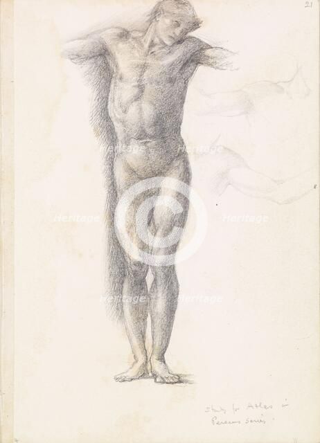 Sketchbook - Study for Atlas in Atlas Turned to Stone, 1875. Creator: Sir Edward Coley Burne-Jones.