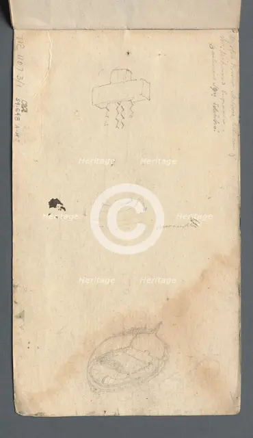 Sketchbook: Study of Cross and Rowboat (on back cover), 1814. Creator: Samuel Prout (British, 1783-1852).
