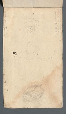 Sketchbook: Study of Cross and Rowboat (on back cover), 1814. Creator: Samuel Prout (British, 1783-1852)
