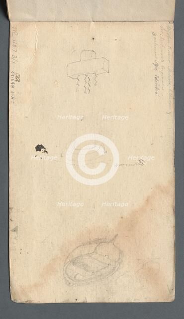 Sketchbook: Study of Cross and Rowboat (on back cover), 1814. Creator: Samuel Prout (British, 1783-1852).