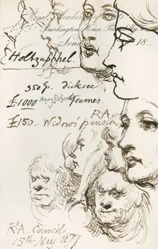 Sketches and notes made at a Royal Academy Council meeting, 15 May, 1877. Creator: Sir John Gilbert