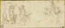 Sketches after the Antique: Bacchic Revels; Neptune in His Chariot, c. 1535. Creator: Pirro Ligorio