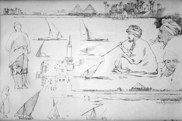 Sketches along the Nile, Egypt, c1842. Artist: Richard Dudd
