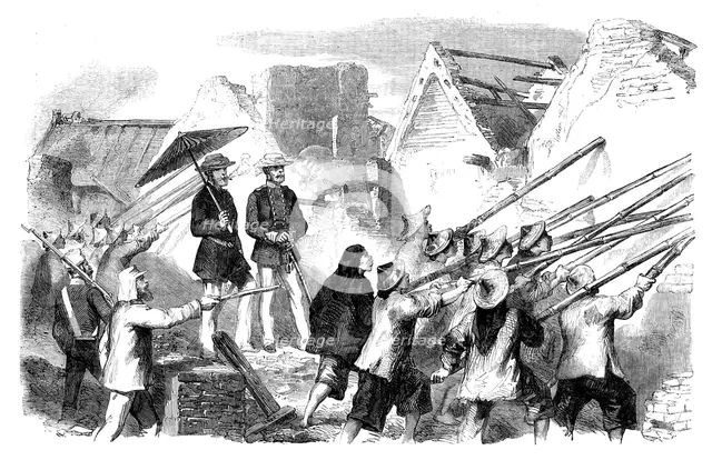 Sketches at Canton - Demolishing Houses, 1858. Creator: Unknown.