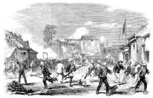 Sketches at Canton - Panic at the Commissariat Stores - "Great Firing and No Execution", 1858. Creator: Unknown
