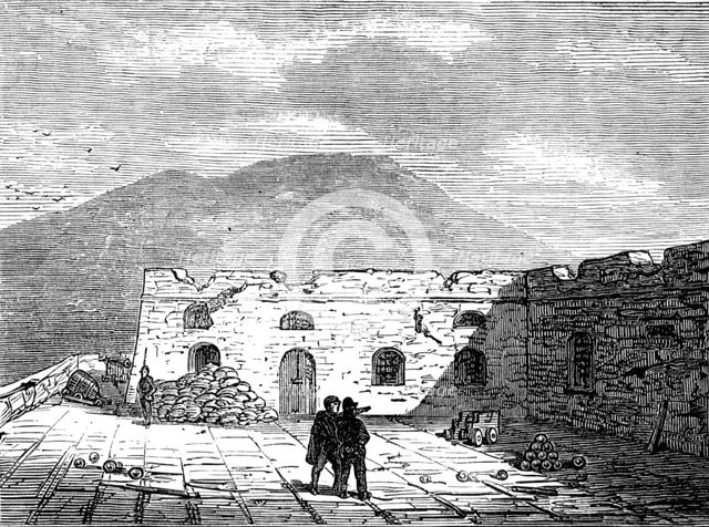 Sketches at Cartagena after the Siege: inside Fort Atalaya, 1874. Creator: Unknown.