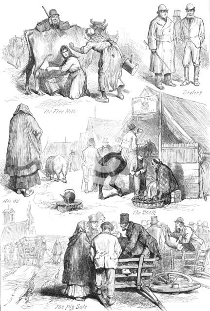 Sketches at an Irish cattle fair, 1881. Creator: Unknown.