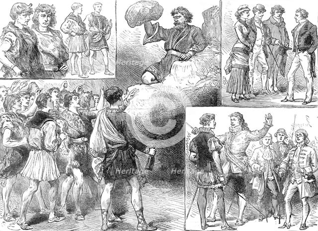 Sketches at King's College School Theatricals, 1881. Creator: Unknown.