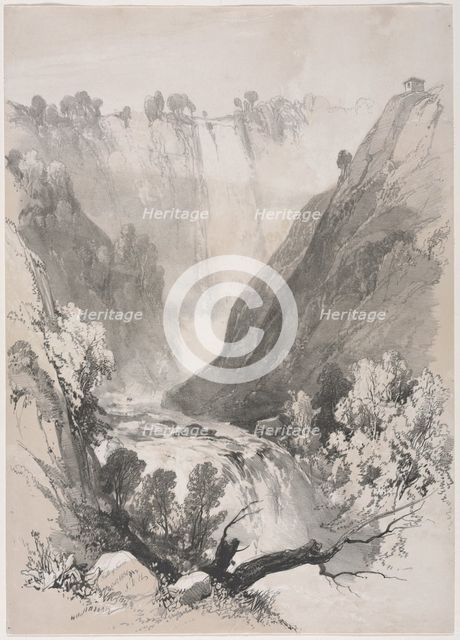 Sketches at Home and Abroad: Falls of Terni, 1830. Creator: James Duffield Harding (British, 1798-1863); Charles Tilt, Fleet Street, London.