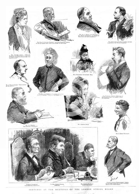 ''Sketches at the Meetings of the London School Board', 1890. Creator: Unknown.