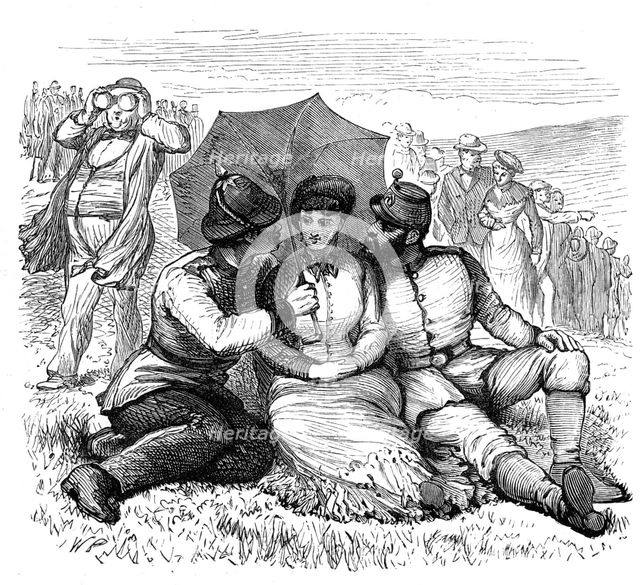 Sketches at the Brighton Theatre of War: "All in the Downs", 1880. Creator: Unknown.