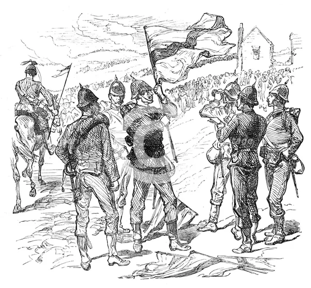 Sketches at the Brighton Theatre of War: "Signalling", 1880. Creator: Unknown.