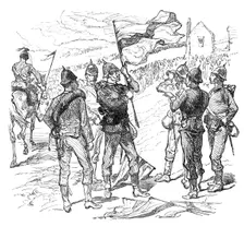 Sketches at the Brighton Theatre of War: "Signalling", 1880. Creator: Unknown