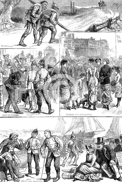 Sketches at the Brighton Volunteer Review, 1881. Creator: Unknown.
