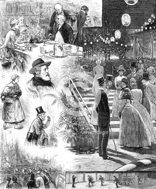 Sketches at the closing of the Fisheries Exhibition, 1883. Creator: Unknown.