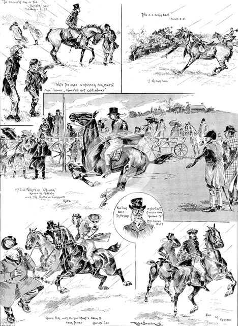 Sketches at the House of Commons and Brigade of Guards Point-to-Point Races..., March 26, 1898. Creator: Carl Hentschel.