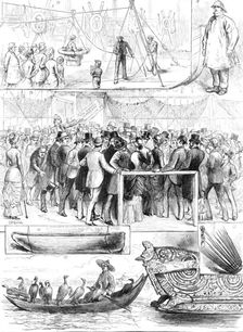 Sketches at the International Fisheries Exhibition, 1883. Creator: Unknown