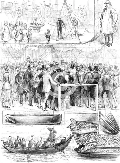Sketches at the International Fisheries Exhibition, 1883. Creator: Unknown.