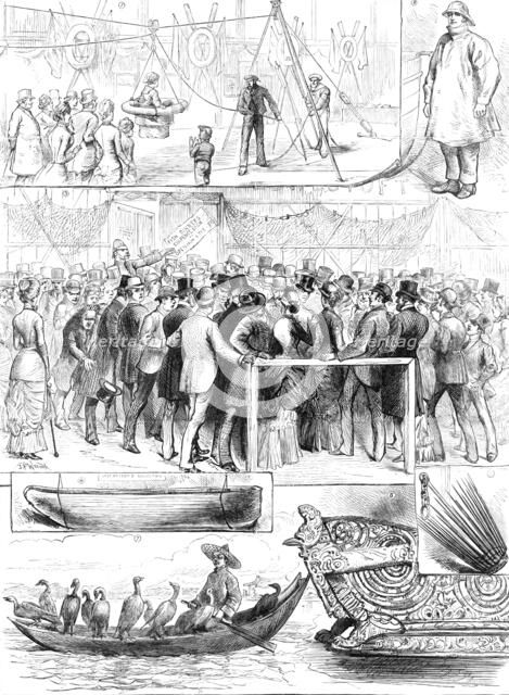 Sketches at the International Fisheries Exhibition, 1883. Creator: Unknown.