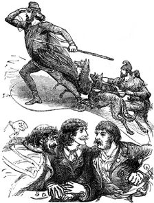 Sketches at the Lyceum: "The Cup":..."The Corsican Brothers"...Fabien with the peasants, 1881. Creator: R&E Taylor