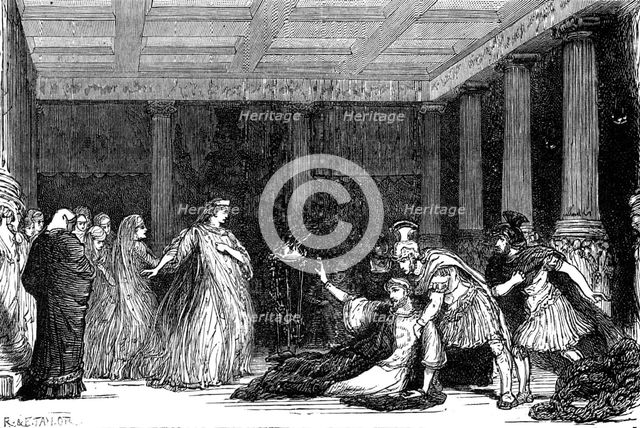 Sketches at the Lyceum: "The Cup" the Death of Synorix, 1881. Creator: R&E Taylor.