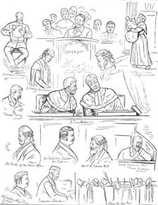 Sketches at the Land League Trials in Dublin, 1881. Creator: Wallis Mackay