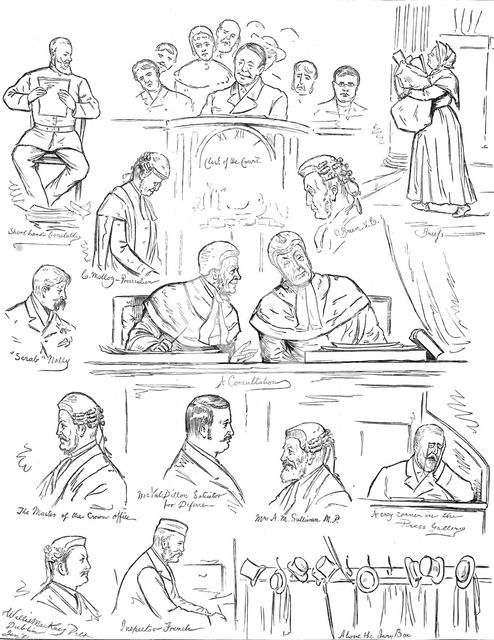 Sketches at the Land League Trials in Dublin, 1881. Creator: Wallis Mackay.