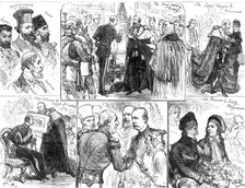 Sketches at the Presentation of Address to the King of Greece by the Corporation of London, 1880. Creator: Unknown