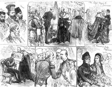 Sketches at the Presentation of Address to the King of Greece by the Corporation of London, 1880. Creator: Unknown