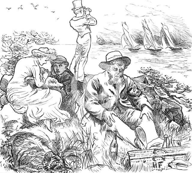 Sketches at the Ryde Regatta: "Far from the Madding Crowd", 1881. Creator: Joseph Swain.