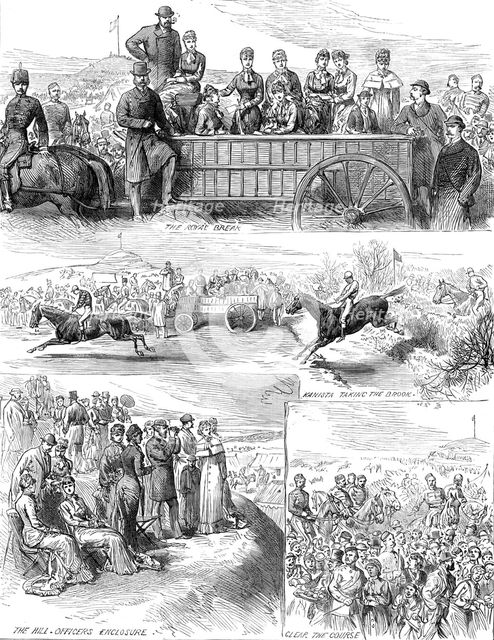 Sketches at the Regimental Steeplechases at Aldershott, 1880. Creator: Unknown.