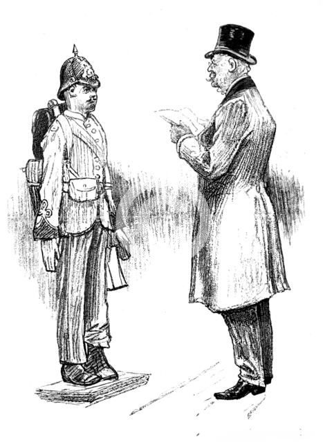 Sketches at the Royal Military Exhibition: the old order changes - uniform and accoutrement..., 1890 Creator: Unknown.