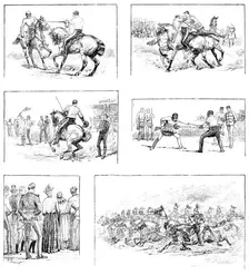 Sketches at the Royal Military Tournament, Agricultural Hall, Islington, 1890. Creator: Unknown