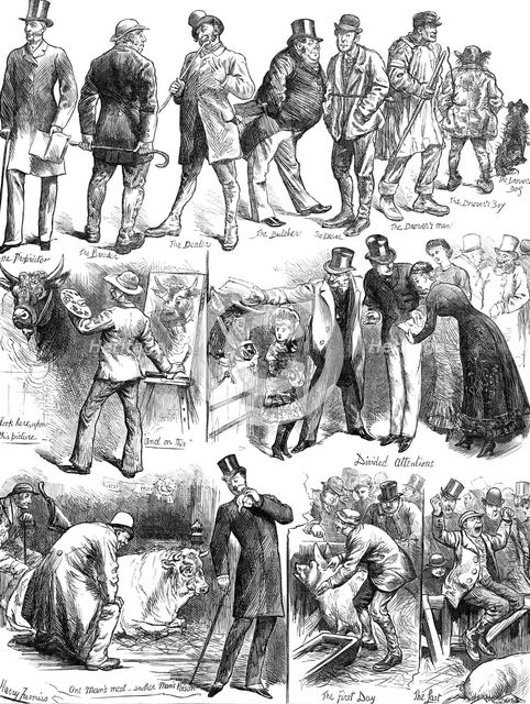Sketches at the Smithfield Club Cattle Show, 1881. Creator: Unknown.