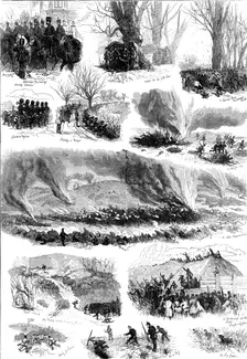 Sketches at the Volunteer Sham-Fight on Easter Monday, 1874. Creator: Unknown