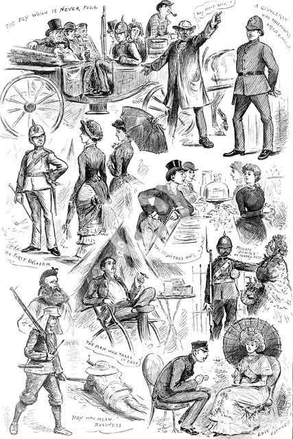 Sketches at the Wimbledon Camp of the National Rifle Association, 1883. Creator: Unknown.