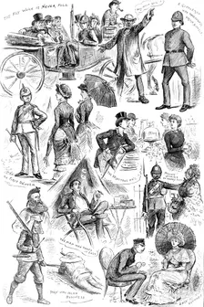 Sketches at the Wimbledon Camp of the National Rifle Association, 1883. Creator: Unknown