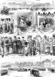 Sketches at Trooping the Colours on the Queen's Birthday, 1880. Creator: Unknown
