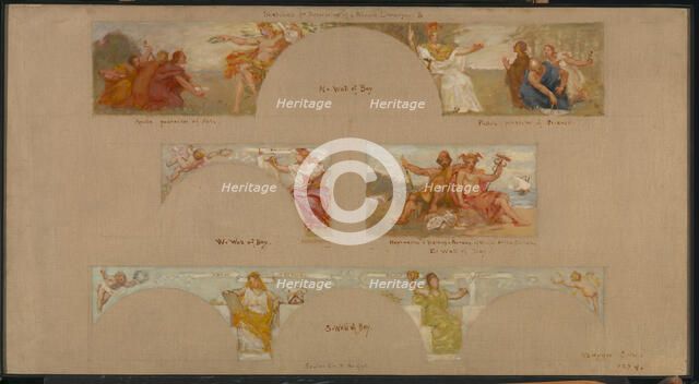 Sketches for a Decoration of a Private Library "B", 1894. Creator: Kenyon Cox.