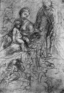 Sketches for a Holy Family by Allegri Da Correggio, 1913.Artist: Correggio