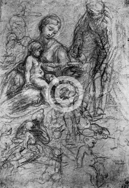Sketches for a 'Holy Family', by Allegri Da Correggio, 1913.Artist: Correggio