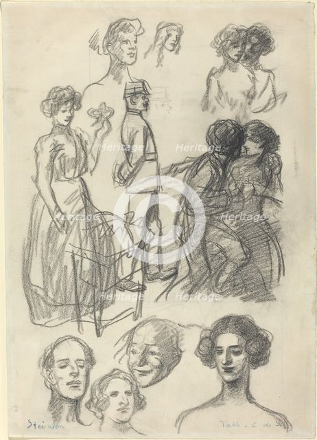 Sketches for "Lovers on a Bench", late 19th-early 20th century. Creator: Theophile Alexandre Steinlen.