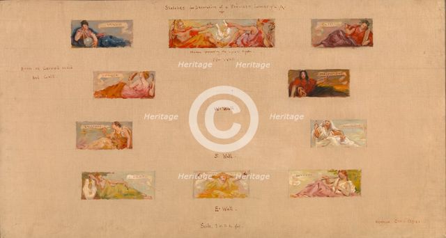 Sketches for the Decoration of a Private Library "A", 1894. Creator: Kenyon Cox.