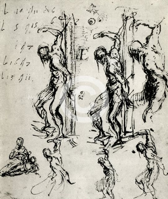 Sketches for the St Sebastian in Brescia, c1518, (1937). Artist: Titian