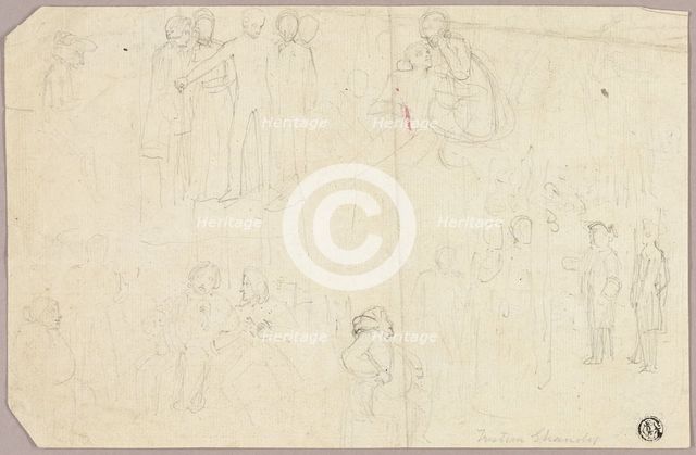 Sketches for Tristram Shandy (recto), 1796/1834. Creator: Thomas Stothard.