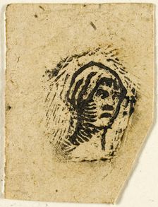 Sketches, Fragment: Head of a Woman Wearing a Kerchief, after 1863. Creator: Jean Francois Millet