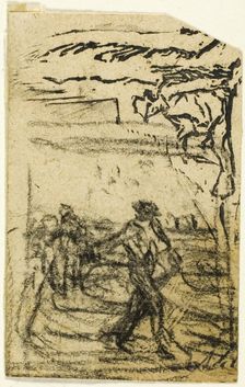 Sketches, Fragment: Peasant Seated at the Foot of a Tree, after 1863. Creator: Jean Francois Millet
