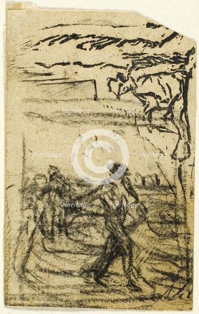 Sketches, Fragment: Peasant Seated at the Foot of a Tree, after 1863. Creator: Jean Francois Millet.