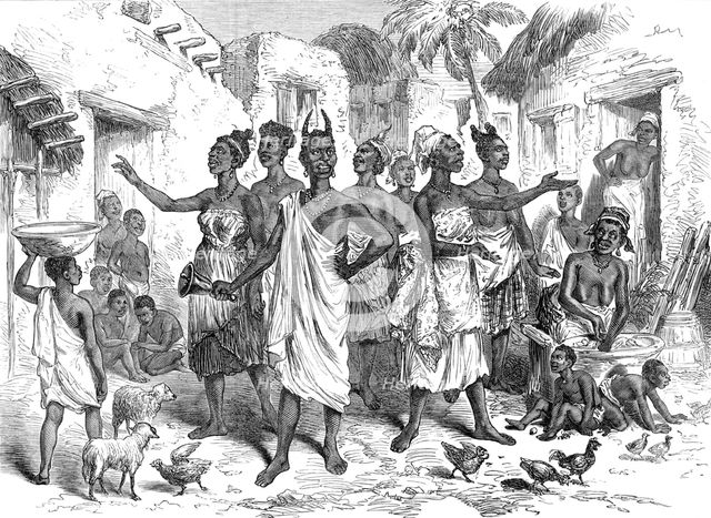 Sketches from the Gold Coast by our special artist: summoning bearers to Cape Coast Castle, 1874. Creator: Unknown.