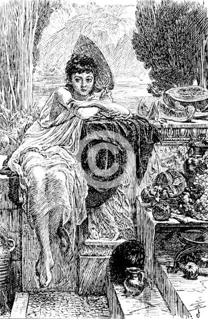 Sketches from the...Exhibitions: "On the Temple Steps." E. J. Poynter, R.A. - Royal Academy, 1890. Creator: Unknown.